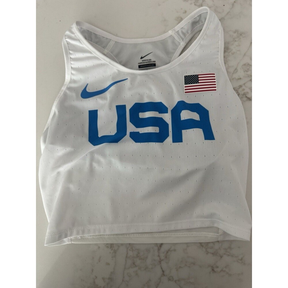Nike Pro Elite Team USA Running Racing Top Bra Singlet Crop Tank Women Size S